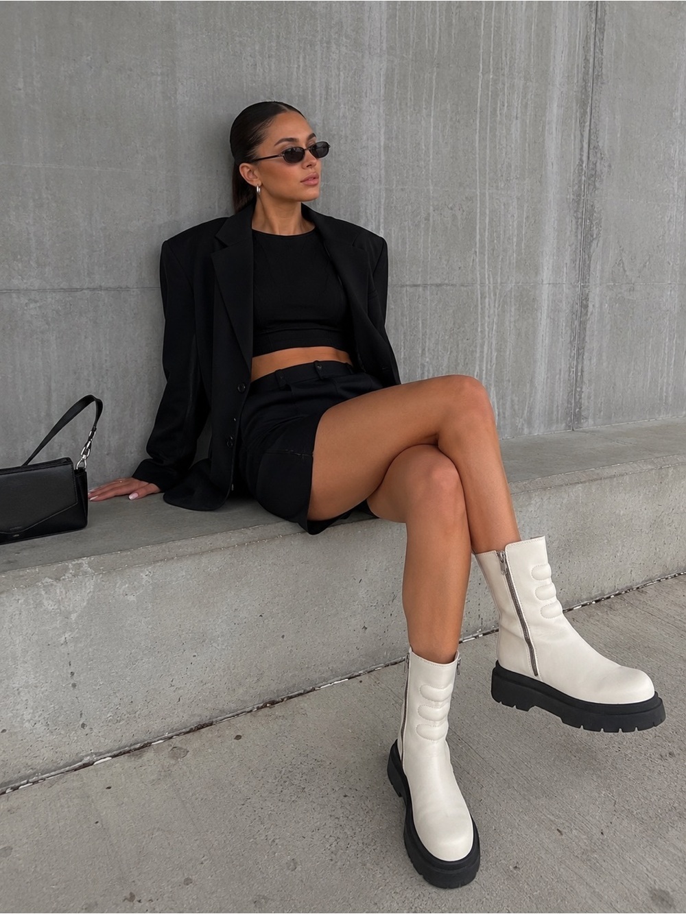 Miista Anouk Off-White Leather Platform Lug Sole Ankle Boots 7.5 $395